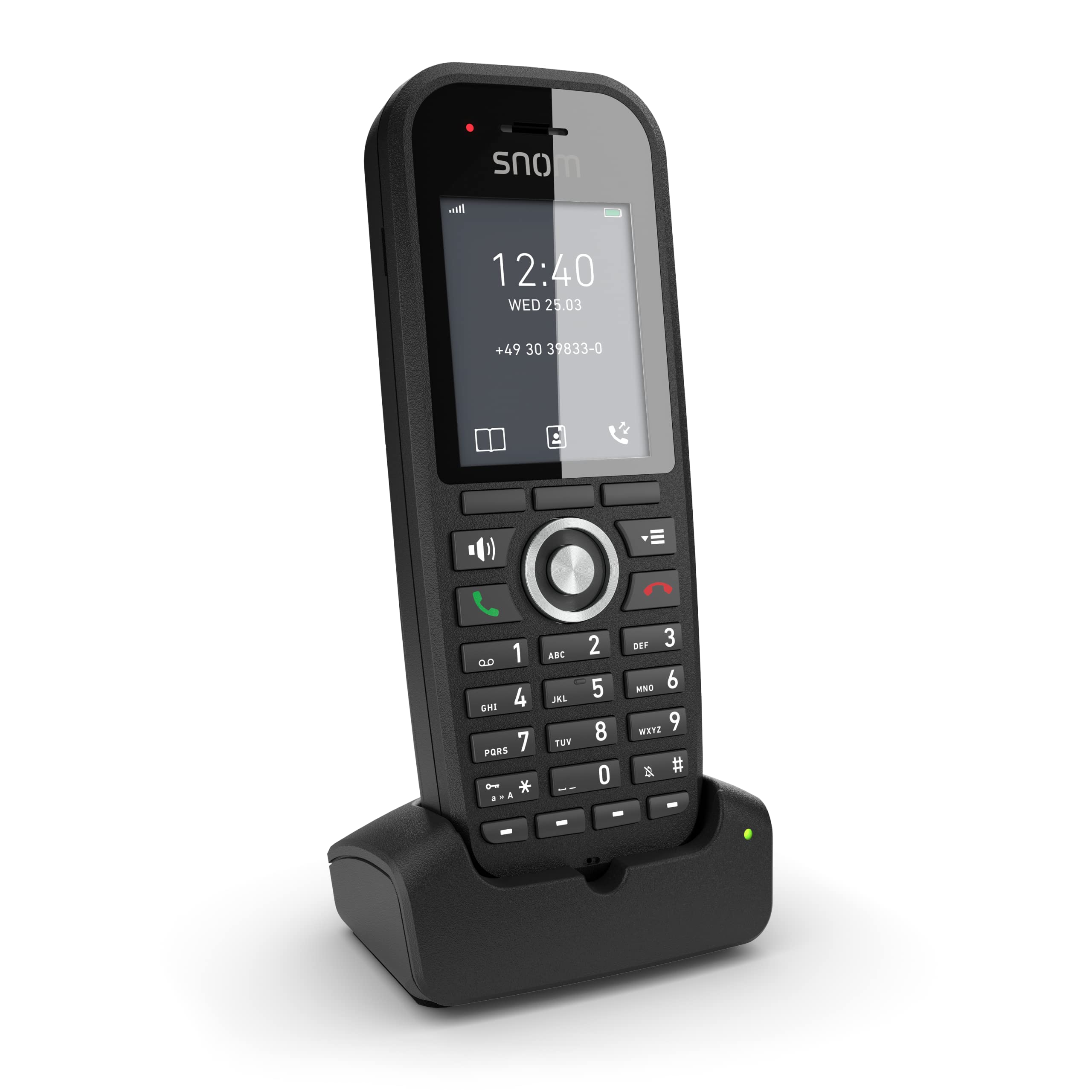 Snom M30 IP DECT Handset - Multicell Compatible, Backlit Keyboard, Long Standby & Talk Time, Speed Dial Keys, Black