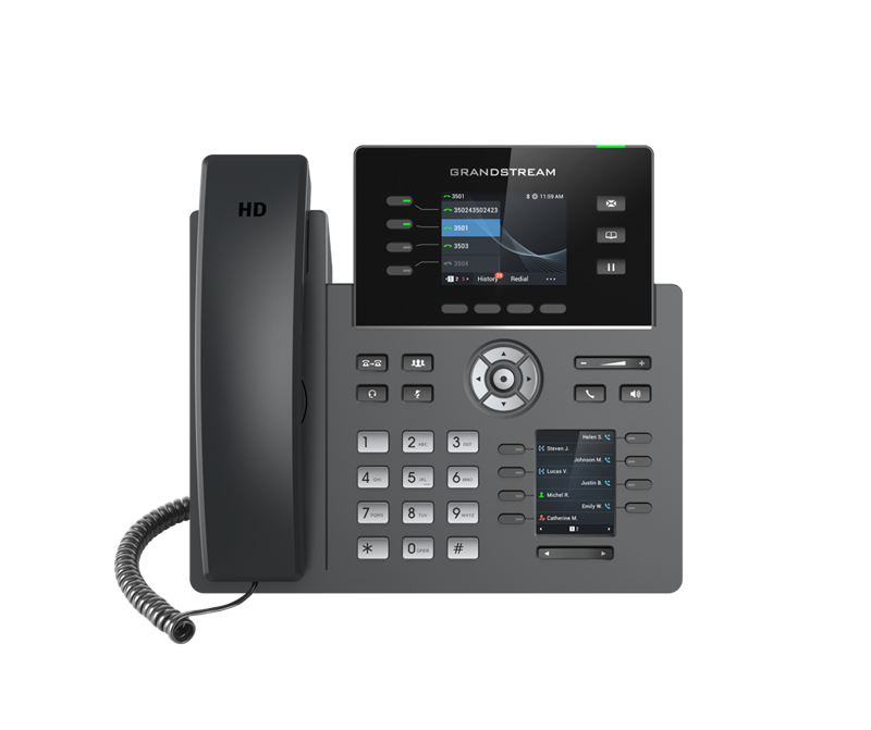 Grandstream GRP2614 4-Line IP Phone with HD Audio, Dual Color LCD, 4 SIP Accounts, Bluetooth & Wi-Fi, Dual Gigabit Ethernet with PoE