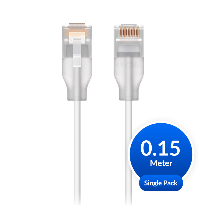 Ubiquiti UniFi Etherlighting Cat6 Patch Cable 0.15m White Translucent RJ45 Nano-Thin Indoor Network Cable