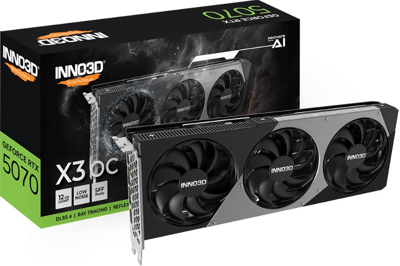 INNO3D GeForce RTX 5070 X3 OC 12GB GDDR7 2542MHz Boost Clock PCIe Gen5 Graphics Card with Triple Fan Cooling
