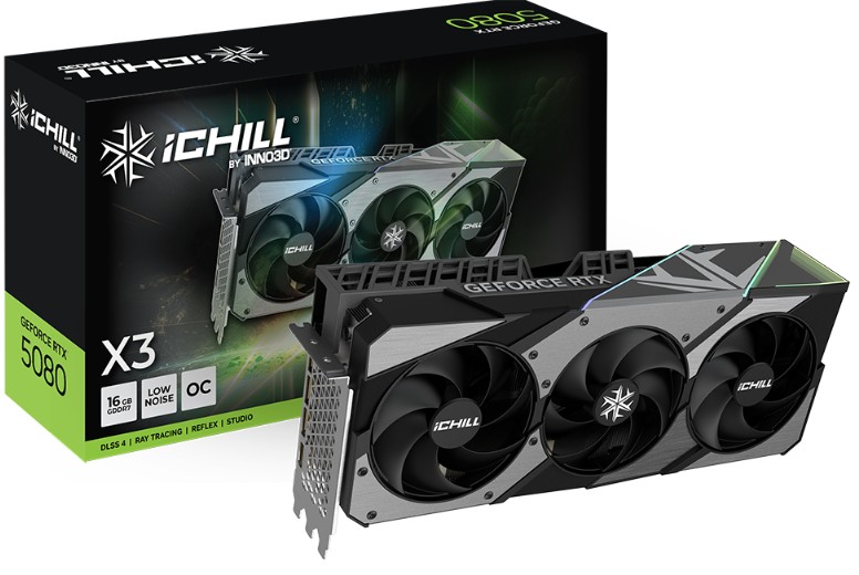 INNO3D GeForce RTX 5080 iCHILL X3 V2 16GB GDDR7 2715MHz Boost Clock High-Performance Gaming GPU