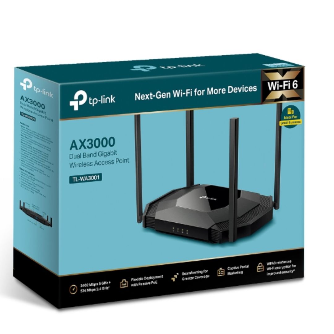 TP-Link TL-WA3001 AX3000 Dual-Band WiFi 6 Access Point with Gigabit Ethernet & Passive PoE, Multiple Modes & Beamforming Technology