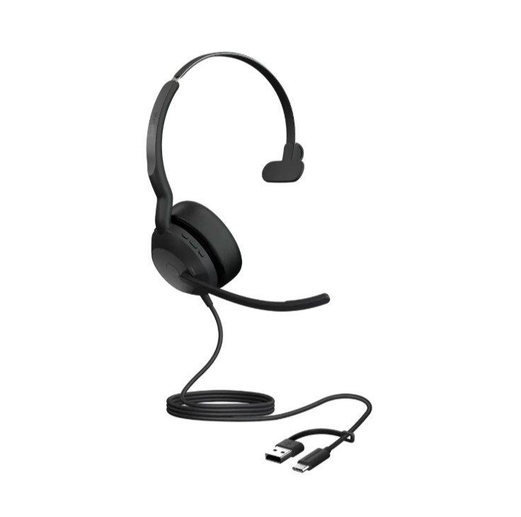 Jabra Evolve2 50 USB-C/USB-A UC Mono Headset with ANC, 4 Microphones, Bluetooth 5.2, Busylight & Air Comfort Technology
