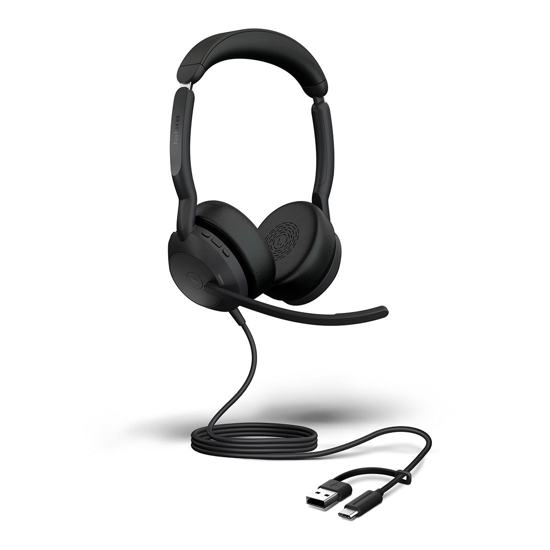 Jabra Evolve2 50 Wired Stereo Headset with USB C/A, Active Noise Cancellation, Bluetooth, 4 Microphones, Busylight & Air Comfort Technology