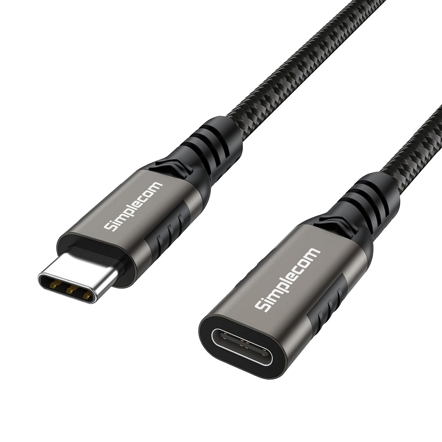 Simplecom CAU605 USB-C Male to Female Extension Cable 0.5M USB 3.2 Gen2x2 20Gbps PD 100W 4K@60Hz Durable Nylon Braided