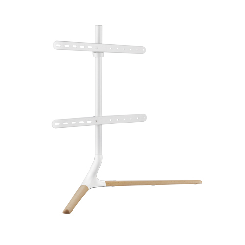 Brateck Modern Linear Tabletop TV Stand for 49-70 inch TVs, 40kg Weight Capacity, Matte White & Beech Finish, 970x350x765mm