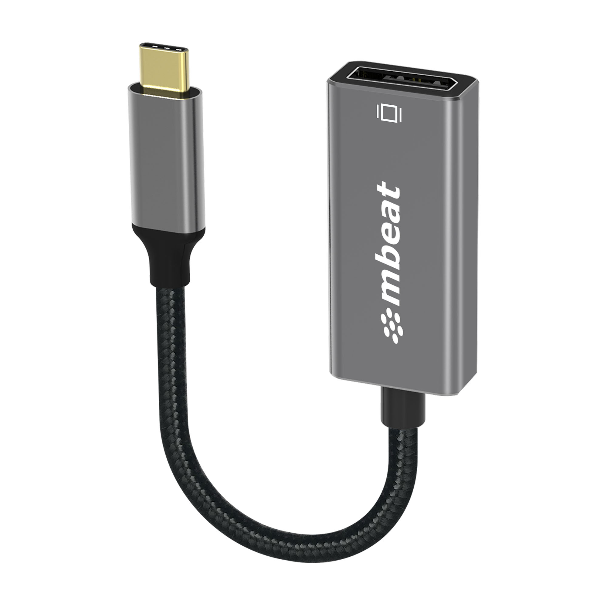 mbeat Elite USB-C to DisplayPort Adapter 15cm - 4K@60Hz Video Converter with Anodised Aluminium Casing, Gold-Plated Connectors - Space Grey