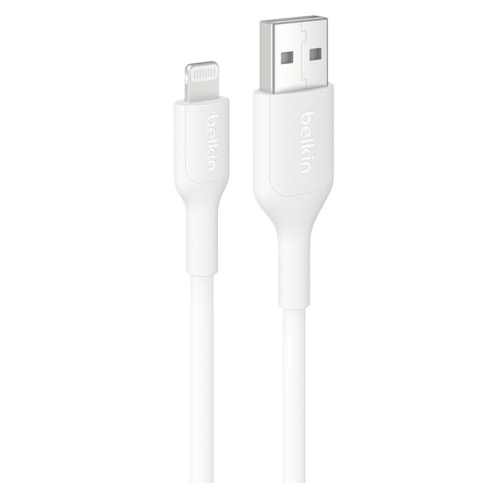 Belkin BoostCharge Lightning to USB-A Cable 1M White - MFi Certified, 15W Fast Charging, 480Mbps Data Transfer, 300K+ Bends Durable, Apple iPhone & iPad Compatible