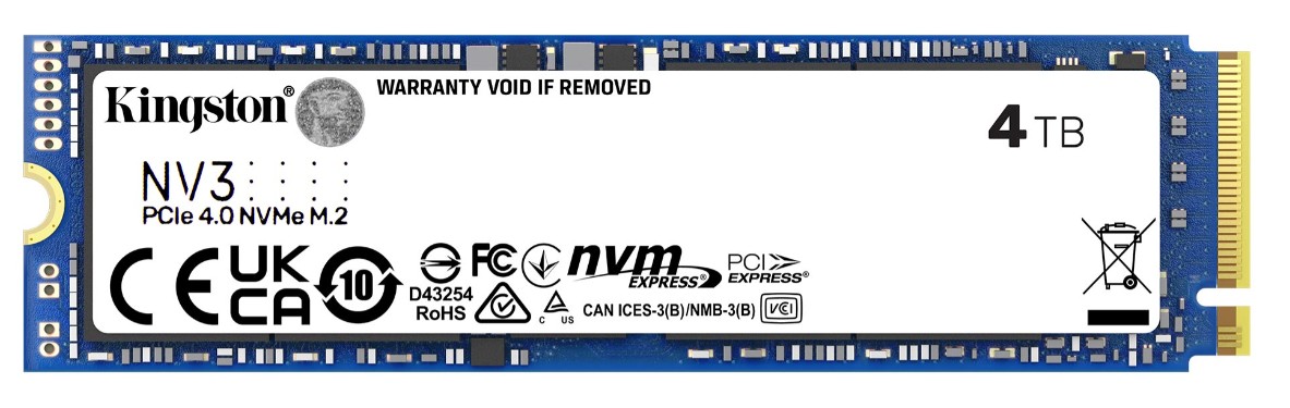 Kingston SNV3S NV3 4TB PCIe 4.0 x4 NVMe M.2 2280 Gen4 SSD – 6000/5000 MB/s High-Speed Storage
