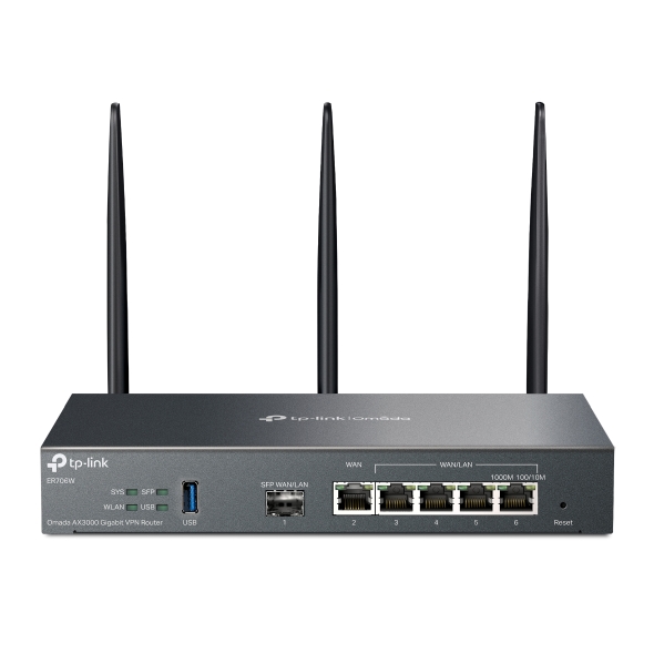 TP-Link ER706W Omada AX3000 Dual-Band WiFi 6 Gigabit VPN Router with 6 Ports (5 RJ45 + 1 SFP) and Omada Mesh Support