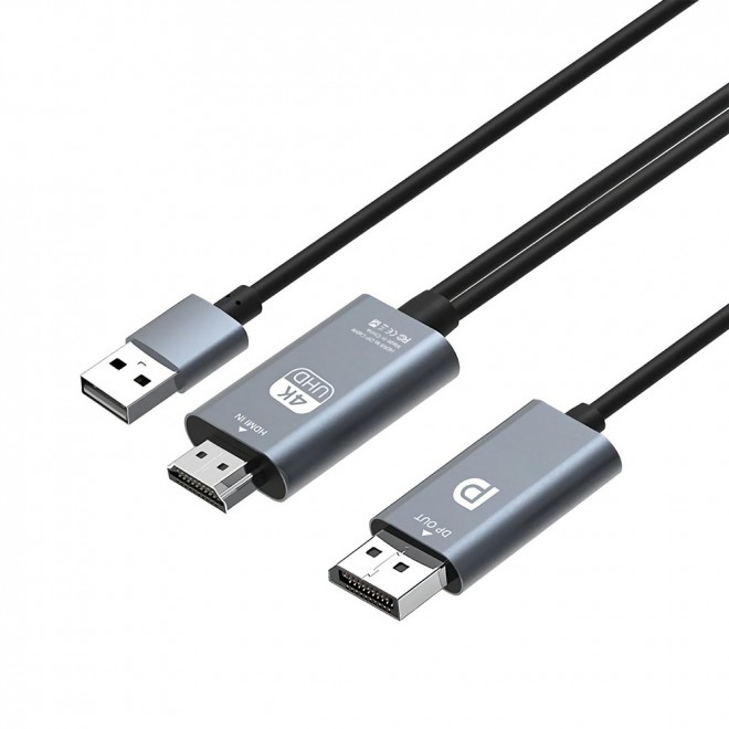 Simplecom TH201 Active HDMI to DisplayPort Converter Cable 2M USB Powered 4K 60Hz with 7.1 Surround Sound Support