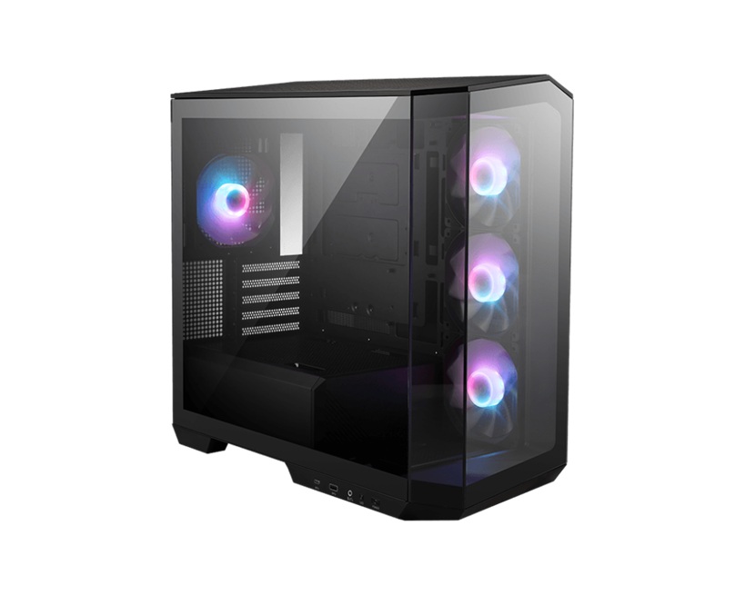 MSI MAG PANO M100R PZ Black Micro ATX Case with 270-Degree Tempered Glass, ARGB Fans, USB 3.2 Gen 2x2 Type-C, Supports GPUs up to 390mm & 360mm Radiators