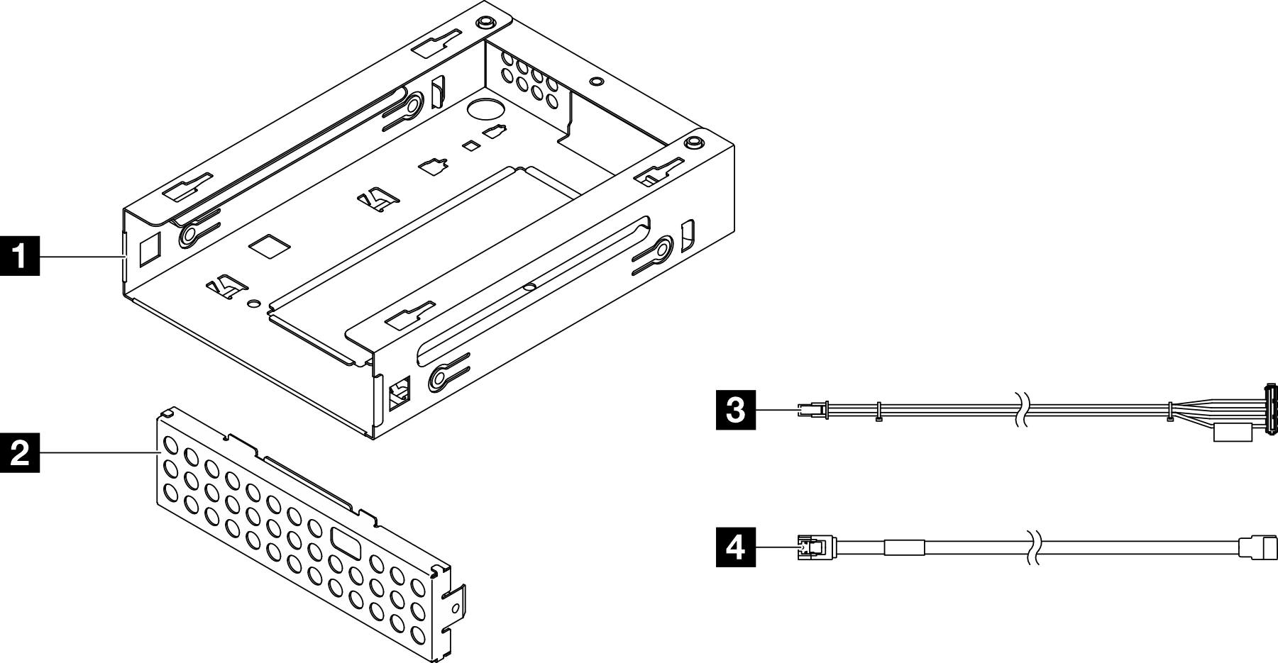 Lenovo ThinkSystem ST50 V2/V3 2nd 3.5" HDD Cage Kit with EMI Shielding, Power & SATA Cables - Internal Drive Bay Upgrade