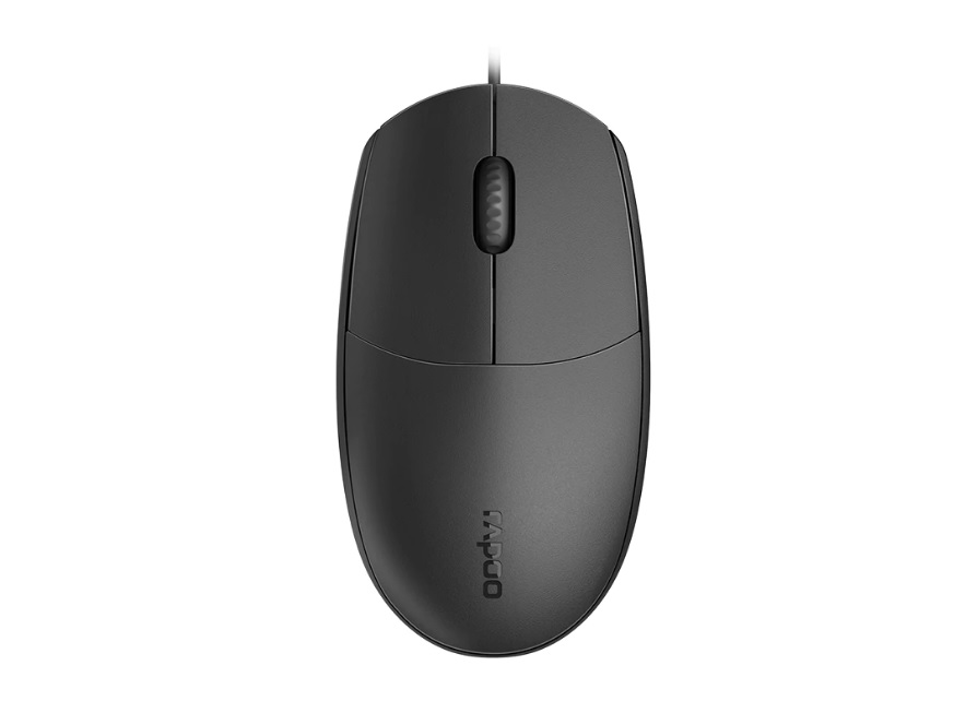 Rapoo N100 Wired USB Optical Mouse 1000 DPI Ambidextrous Ergonomic Design for PC Laptop Desktop - No Driver Needed