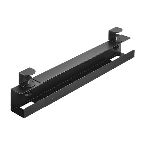 Brateck Extendable Clamp-On Under Desk Cable Tray - Matte Black, 800/1000/1200x100x178mm, Steel & ABS Cable Management Solution