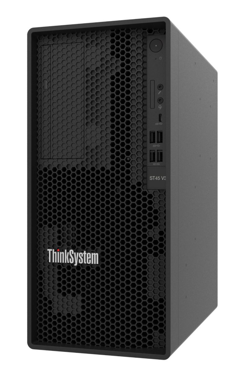 Lenovo ThinkSystem ST45 V3 Single-Socket Tower Server with AMD EPYC 4004 Processor Support, Up to 64GB TruDDR5 ECC RAM, PCIe Gen3 Expansion, 3-Year Warranty