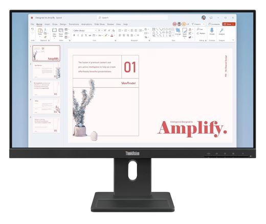 Lenovo ThinkVision E24-40 23.8" FHD IPS Monitor 100Hz, 4ms, HDMI, DP, VGA, Adjustable Stand, Speakers, VESA Mount