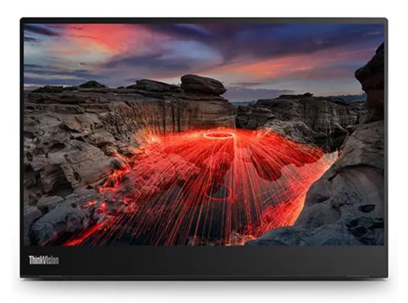 LENOVO ThinkVision M14-2 14' IPS 2240x1400 Mobile 60Hz 6ms Tilt Lift Pivot Height Adjustable View Angle VESA USB-C DP1.2 Black 3YR WTY Black