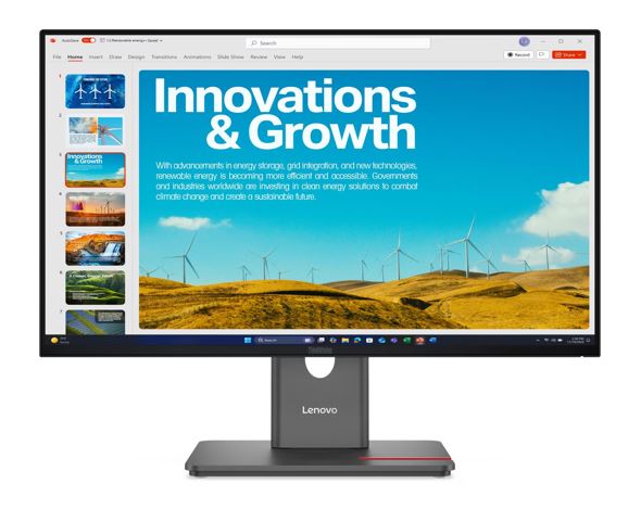 Lenovo ThinkVision P24qd-40 23.8" QHD IPS Monitor 2560x1440 48-120Hz USB-C 140W PD 2.5GbE Ethernet 4xUSB3.2 Hub Height Adjustable Tilt Swivel Pivot