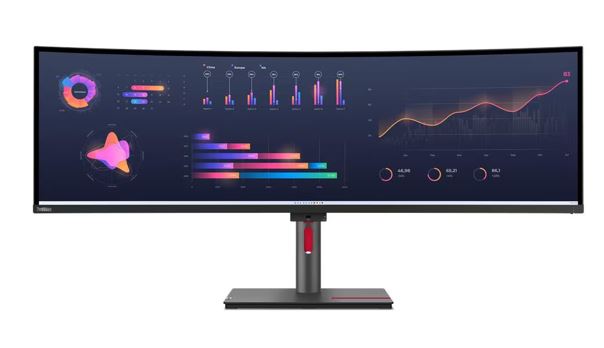 Lenovo ThinkVision P49w-30 49" Dual QHD Curved IPS Monitor 5120x1440 32:9 HDR10 USB-C Thunderbolt 4 Hub RJ45 Speakers Height Adjustable