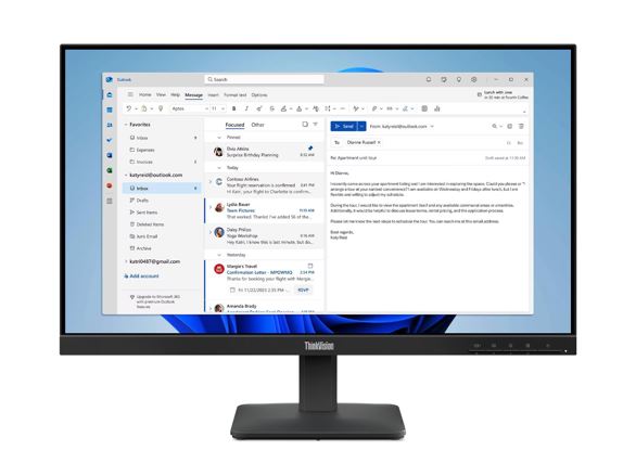 Lenovo ThinkVision S24-4e 23.8 Inch FHD IPS Monitor 1920x1080 100Hz 4ms Anti-Glare HDMI VGA Tilt VESA Mount 3-Year Warranty