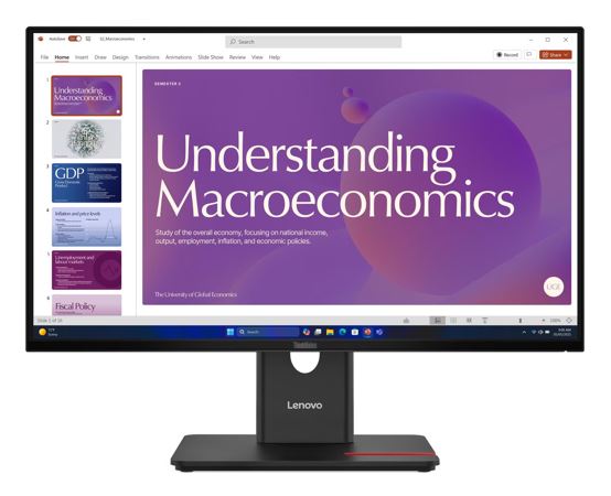 Lenovo ThinkVision T24D-40 23.8" FHD IPS Monitor 120Hz USB-C Dock with 100W Power Delivery, DP, HDMI, LAN, 4x USB Hub, Height Adjustable, Tilt Swivel Pivot, VESA