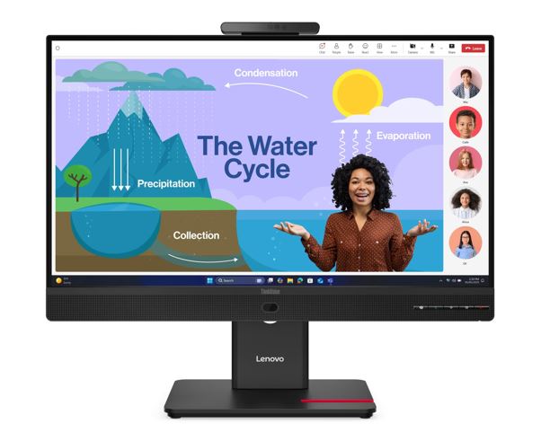 Lenovo ThinkVision T24D-4v 23.8" FHD IPS Monitor with 5MP Webcam, USB-C Hub, HDMI, DP, LAN, Adjustable Stand