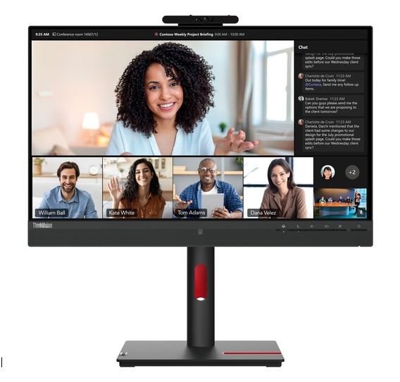 Lenovo ThinkVision T24mv-30 23.8-inch FHD IPS Monitor USB-C Docking 90W PD HDMI DP Out Webcam LAN 4xUSB3.2 Hub Speakers Height Adjustable