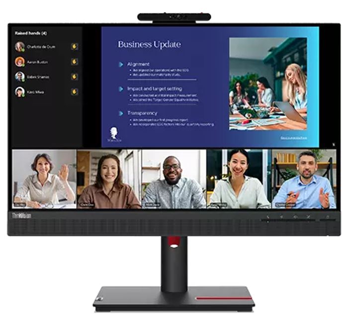 LENOVO ThinkVision T24v-30 23.8" FHD IPS Monitor 75Hz 4ms, Height Adjustable Stand, HDMI/DP/VGA, Integrated Camera & Speakers, VESA Mount