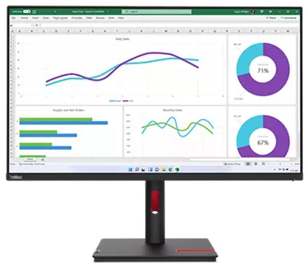 Lenovo ThinkVision T32h-30 31.5-inch QHD 2560x1440 IPS Monitor with 90W USB-C Power Delivery, HDMI 2.0, DisplayPort 1.4, RJ45 Ethernet, Adjustable Ergonomic Stand, 3-Year Warranty