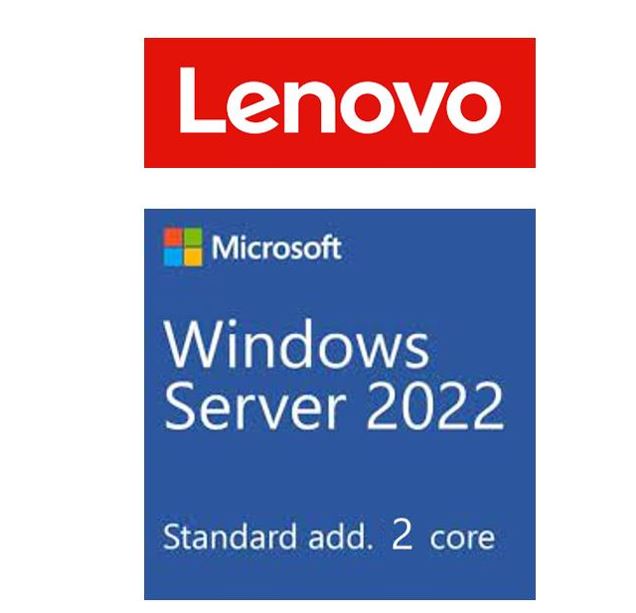 Lenovo Windows Server 2022 Standard Additional 2-Core License Pack (No Media/Key) for ST50, ST250, SR250, ST550, SR530, SR550, SR65 Servers