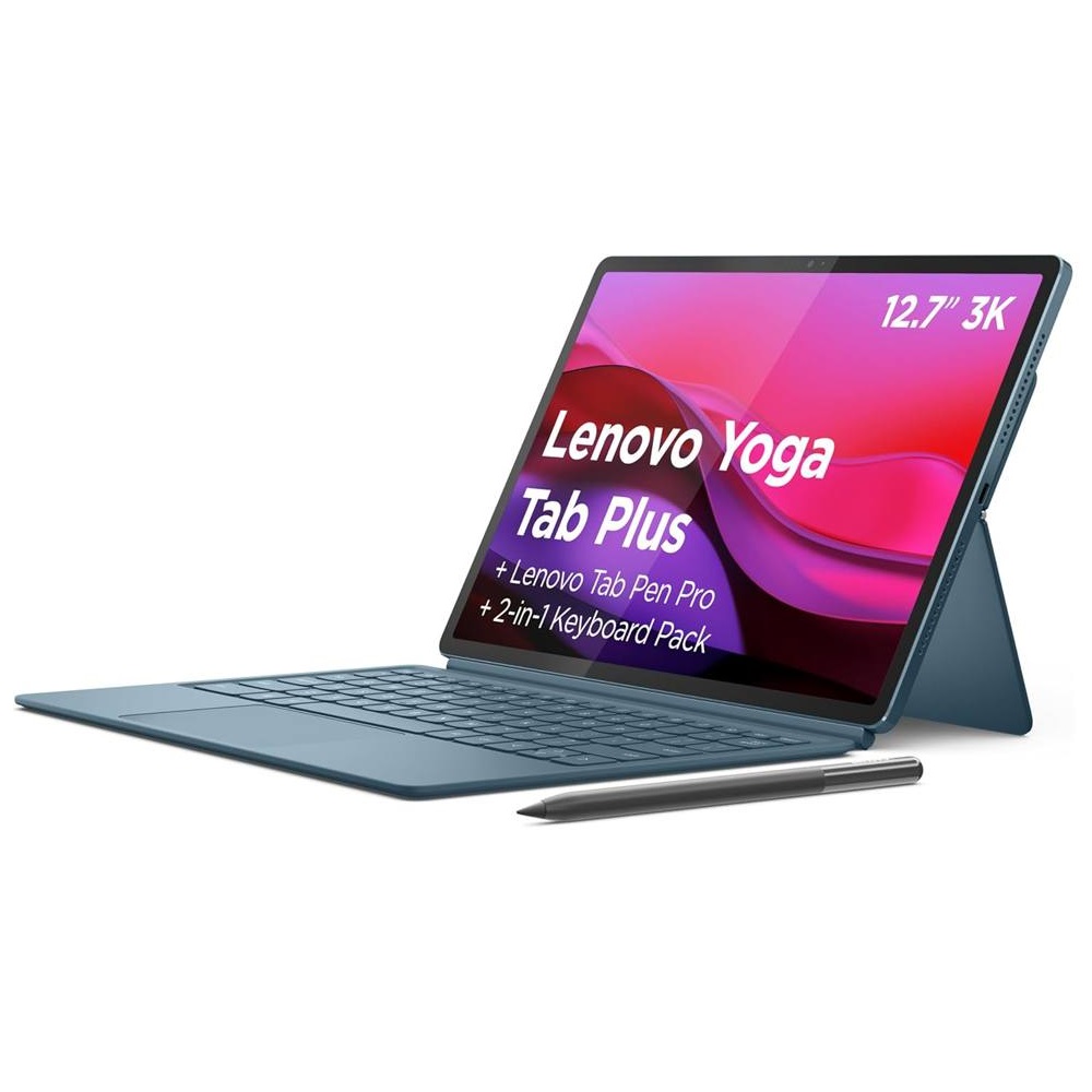 Lenovo Yoga Tab Plus 12.7" 3K AI Tablet 16GB LPDDR5x RAM 512GB UFS 4.0 Storage Wi-Fi 7 Bluetooth 5.4 with Keyboard & Pen - Tidal Teal