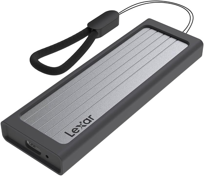 Lexar E6 M.2 NVMe SSD Enclosure USB 3.2 Gen 2 Portable Aluminum Case up to 10Gbps with Heatsink & Rubber Bumper