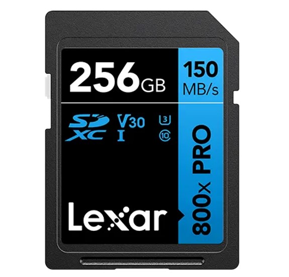 Lexar High-Performance 800x PRO 256GB SDXC UHS-I Card BLUE Series – Up to 150MB/s Read, 45MB/s Write, 4K UHD Video Support, Durable & Reliable