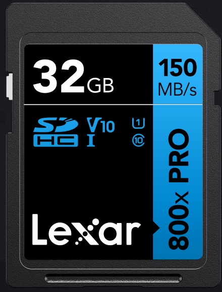Lexar High-Performance 800x PRO 32GB SDHC UHS-I Card BLUE Series - 150MB/s Read Speed, Durable SD Memory for Full HD & 4K UHD Video
