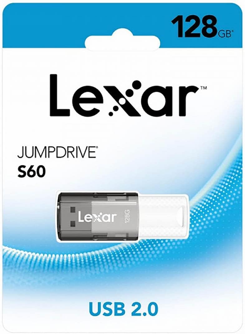 Lexar JumpDrive S60 128GB USB 2.0 Flash Drive – High Capacity Portable Storage with Protective Sliding Cover, PC & Mac Compatible