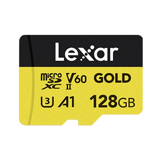Lexar Professional GOLD 128GB microSDXC UHS-II Card - Up to 280MB/s Read, 100MB/s Write, V60 Full-HD & 4K Video