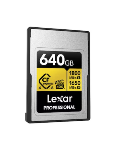 Lexar Professional GOLD CFexpress 4.0 Type A Card 640GB - High-Speed 1800MB/s Read & 1650MB/s Write, Rugged & VPG-400 Rated