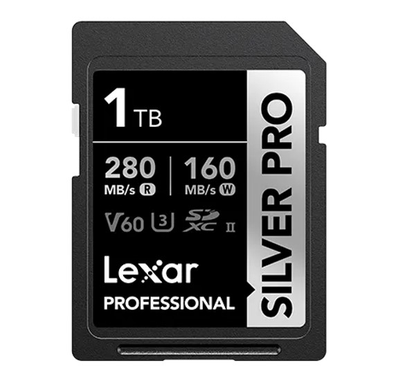 Lexar Professional SILVER PRO 1TB SDXC UHS-II Memory Card - Up to 280MB/s Read, 160MB/s Write, V60 Video Speed Class, UHS-II U3, C10