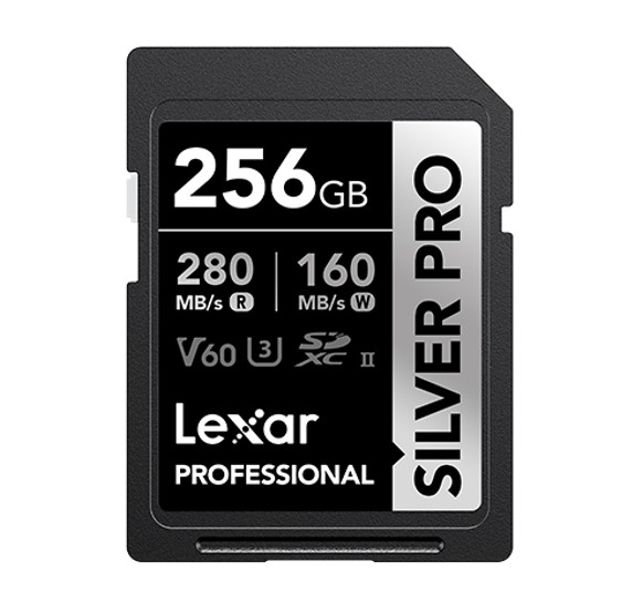 Lexar Professional SILVER PRO 256GB SDXC UHS-II Memory Card - 280MB/s Read, 160MB/s Write, V60 Video Speed Class, UHS-II U3, Class 10