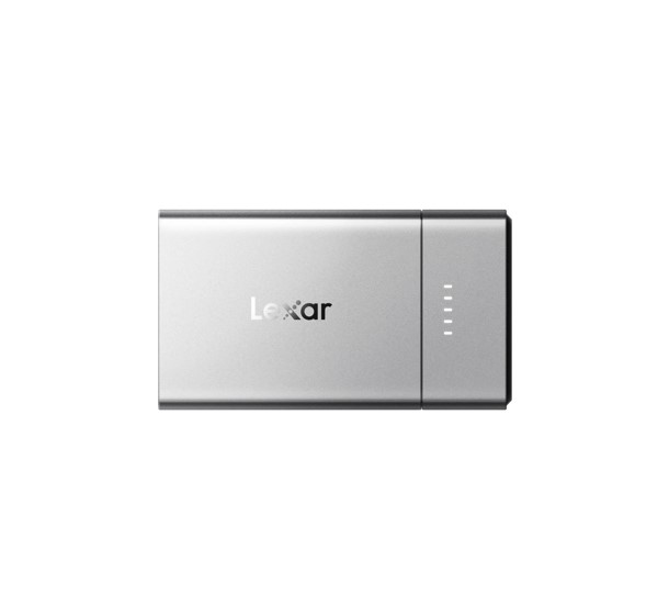 Lexar Professional Workflow Go Modular 2-Bay Docking Station with Thunderbolt4 Uplink and 5000mAh Detachable Battery for High-Speed On-Location Backups
