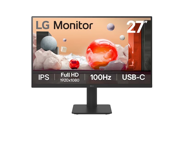 LG 27" (27MS570B-B) IPS Full HD Monitor 1920x1080 100Hz USB-C 65W PD, 5ms, 3-Side Borderless, Tilt & Height Adjustable Stand