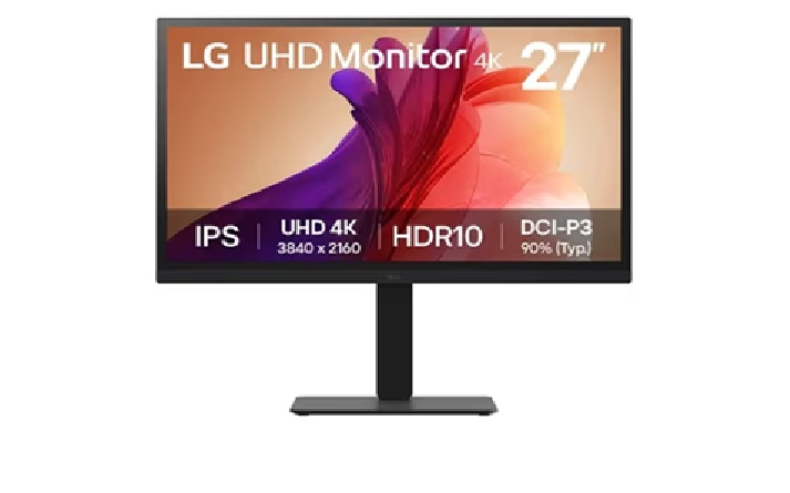 LG 27" UltraFine UHD 4K IPS Monitor - 90% DCI-P3, HDR10, 300 nits, 5ms, Adjustable Stand with Tilt/Height/Swivel/Pivot, 3-Side Borderless