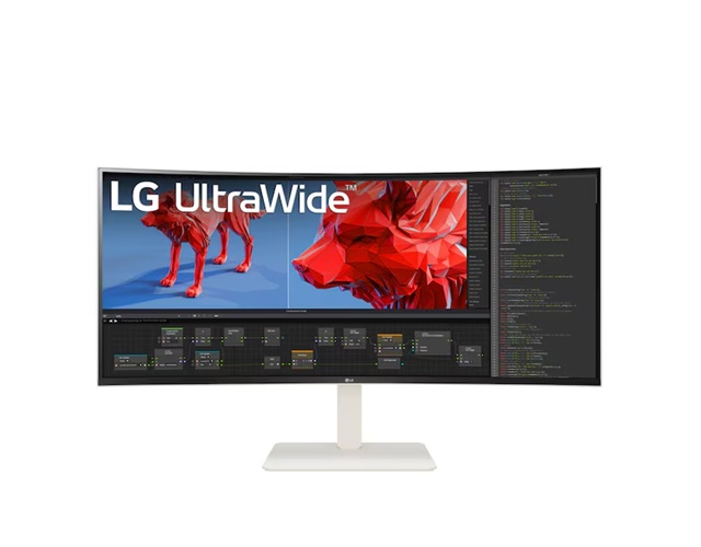 LG 38" UltraWide QHD+ Curved Monitor 3840x1600 Nano IPS HDR600 144Hz 1ms USB-C KVM Adjustable Stand