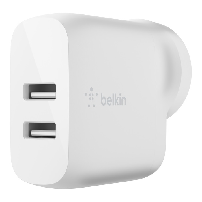 Belkin BoostCharge 24W Dual USB-A Wall Charger with 2x 12W Ports, Compact & Efficient Charging for iPhone, Android, and USB-A Devices