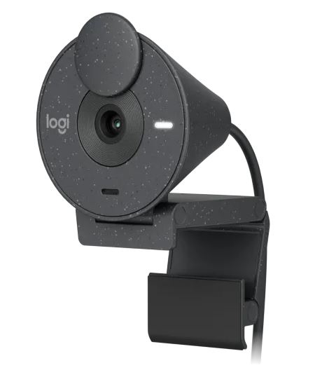Logitech Brio 300 Full HD 1080p Webcam with USB-C, Auto Light Correction, Privacy Shutter, and Noise-Reducing Mic - Graphite