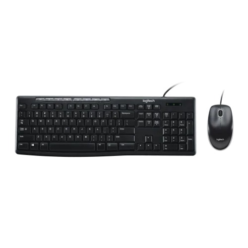 Logitech MK200 USB Wired Keyboard and Optical Mouse Combo – Full-Size 1000 DPI USB Media Keyboard with Spill-Resistant Design and Ambidextrous Mouse