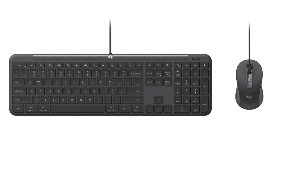 Logitech MK620 Slim Wired Combo for Business - USB-C Wired Keyboard and Ambidextrous Mouse with SmartWheel, Multi-OS Compatible