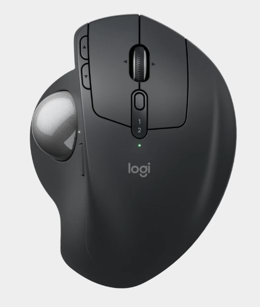 Logitech MX Ergo S SILENT Wireless Trackball Mouse with USB-C Fast Charging & Ergonomic 20° Tilt Angle