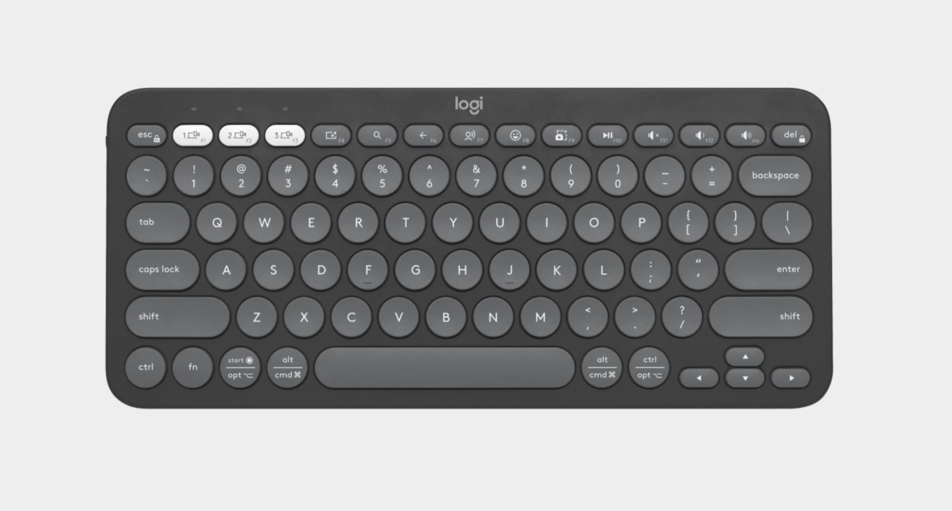 Logitech PEBBLE KEYS 2 K380S Slim Bluetooth Wireless Keyboard with Customizable Keys, Lightweight Minimalist Design, 36-Month Battery Life (Graphite)